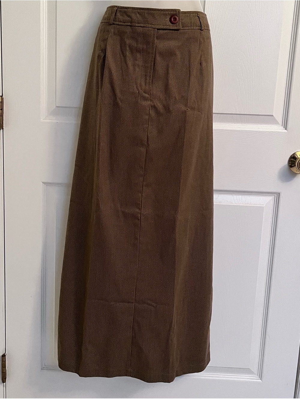 NWT Vintage 80s F.L. Malik Houndstooth Maxi Skirt Pockets L Deadstock